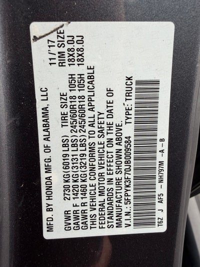 2018 Honda Ridgeline RTL-E